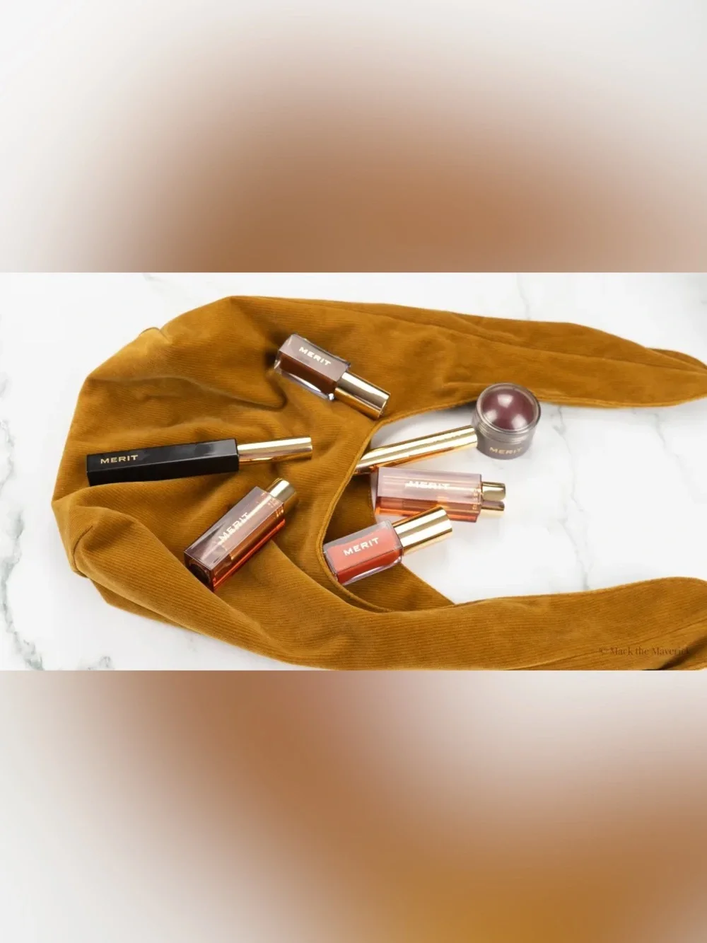 Merit Brown Corduroy Makeup Bag